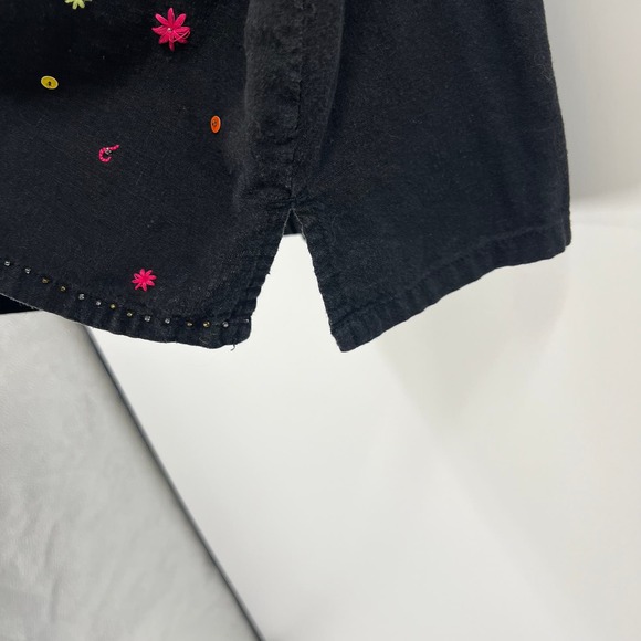 Vintage Zero Line "Maternity" Linen Embroidered Rainbow Floral Women Large - XL - Picture 4 of 9